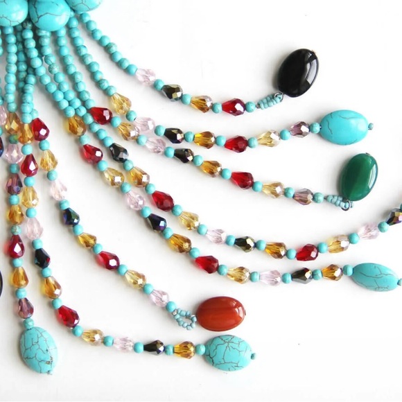 Joan Rivers Starlet Beadeds Turquoise Multishapes SilverTone Necklace 20"+3" - Picture 10 of 14